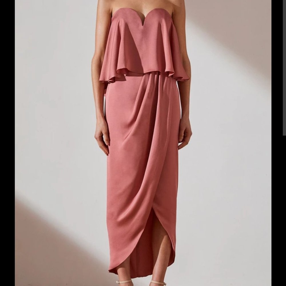 Shona Joy Luxe 'U' Wire Frill Dress -Rose